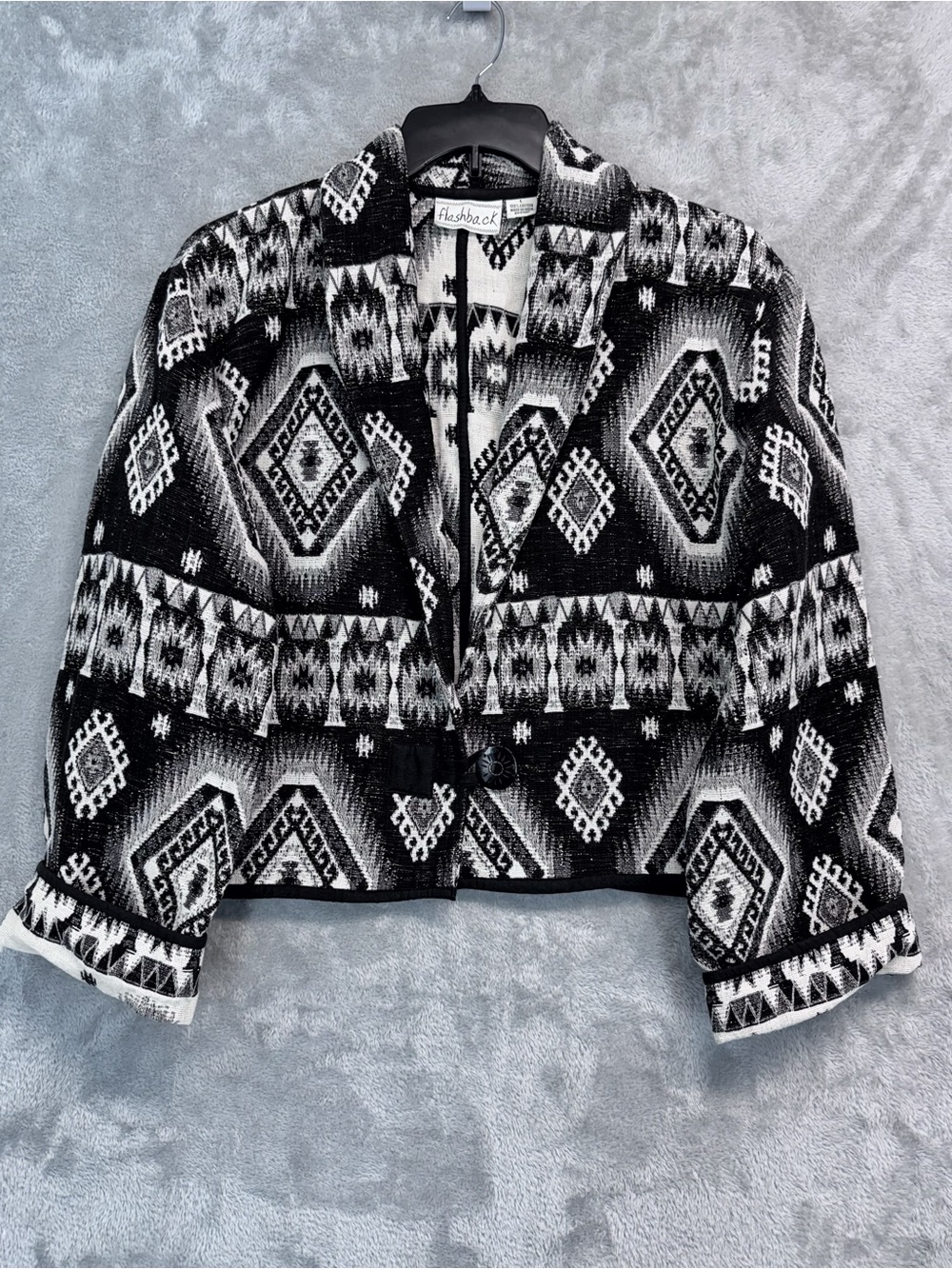 NWOT Vintage Flashback Southwestern Tribal Cropped Blanket Kilim Jacket Sz L